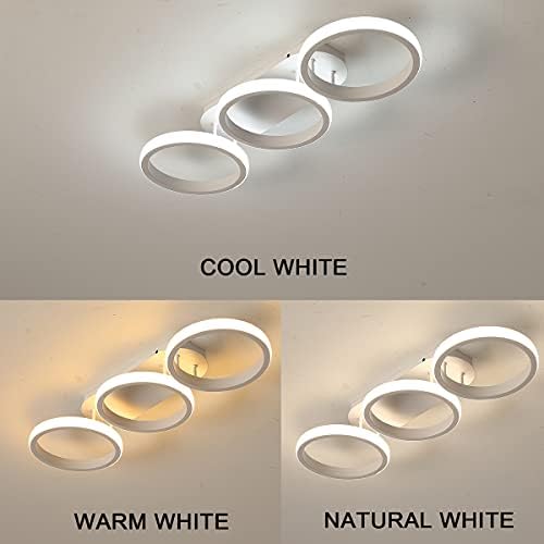 3 Circles Ceiling Light LED White Modern Simple Elegant Small Ceiling Lamp for Hallway Office Bedroom Kitchen Living Room 30W (White)
