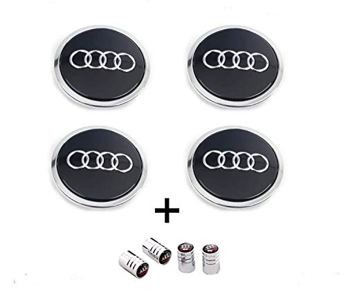 IGGY 4 Piezas Tapas de Cubo compatibles Negro 69 mm A3 A4 A5 A6 TT RS4 Q5 Q7 S4 A8