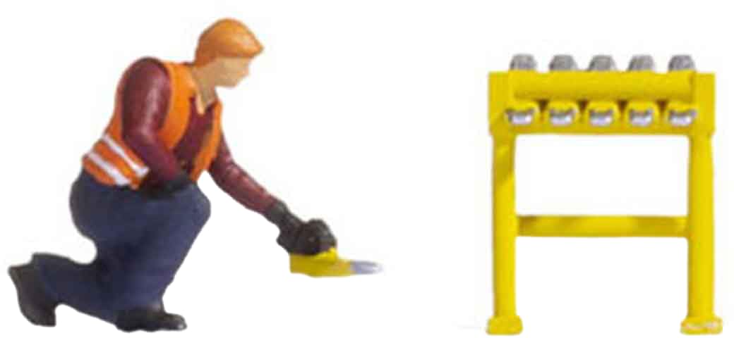 NOCH Tiny-Scenes Track Work Realistic Scene with Track Worker Ideal for Model Railway Track H0