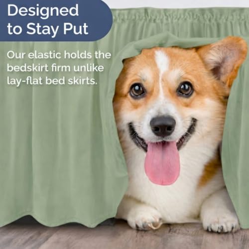 Image of Bed Skirt - Wrap Around Dust Ruffle Bed Frame Cover with Easy Fit Elastic Strap, Double Size 15 Inch Inch Drop, Microfiber Pleated, Machine Washable | Sage Green, (72inchx72inch)