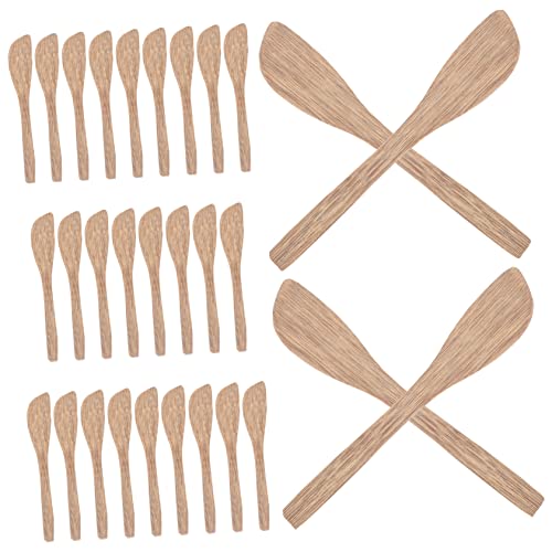 Unomor 30Pcs Wooden Butter Spreaders Multi Function Jam Spreaders for Cheese Cake and Ice Wear Resistant Portable Unfinished Utensils for Outdoor Picnics