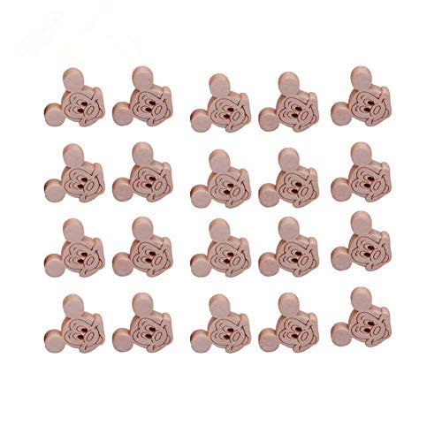 EPRHAY 20Pcs Mickey Mouse Button, DIY handgefertigte Holzknöpfe Kinderbekleidung Zubehör Hanfseil Zubehör Knöpfe Nette Cartoon kreative Holzknöpfe Maus Cover