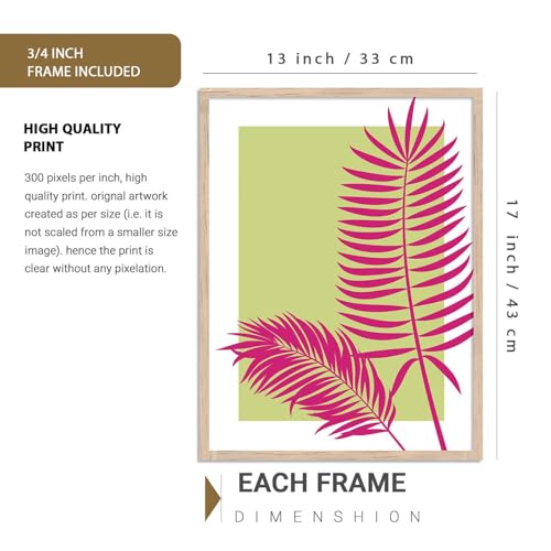 Image of Kalit Kala Decor Paintings for wall decoration with frame | Leaf Nature Paintings for living room, bedroom | Set of 4 (Art 3, Big (13x17 or 13x13))