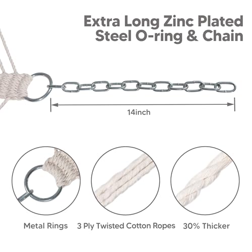 Image of SUNCREAT Double Quilted Hammock with Hardwood Spreader Bar, Extra Large Soft Pillow, Heavy Duty 2 Person Hammock for Indoor, Outdoor, Gray Stripes