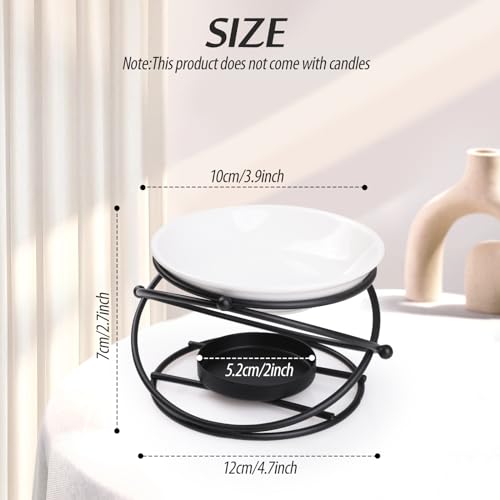 Bighan Metal Essential Oil Burner Wax Melt Burner Diffuser, Tea Light Candle Holder Aroma Diffuser Home Bedroom Decor, Round Black - Cosy Home Interiors Bighan Metal Essential Oil Burner Wax Melt Burner Diffuser, Tea Light Candle Holder Aroma Diffuser Home Bedroom Decor, Round Black - Image 2