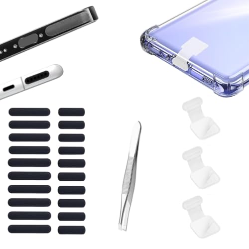 Image of MAK Type C Charging Port Adhesive Dust Protection Caps Dust Plugs Transparent (3Pc) with Dustproof Net Stickers for Speaker Mesh Combo (10S+10L), Free Forceps, Compatible with Mobile, Tablet (Combo)