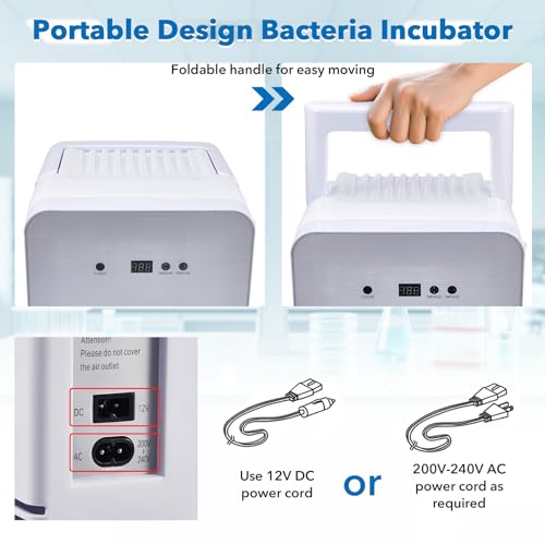 PRECIPETTE 10L Inkubator, Brutschrank mit präziser Temperaturregelung von 2 bis 65℃ für Petrischalenproben und Saatgut 12V und 220-240V