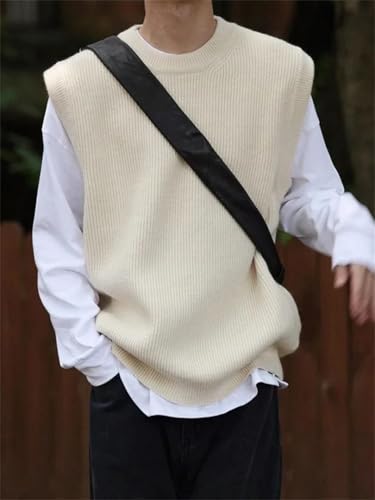 Knit Sweater Male Sleeveless Solid Color Men's Clothing Waistcoat Vest Crewneck2