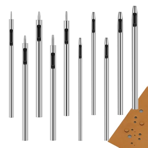 Lowats Perforateur Cuir 10 Pièces - Emporte Pièce à Frapper - Pointeau Pour Papier, Joint Moteur - Set Poinçon Creux En Acier Rond