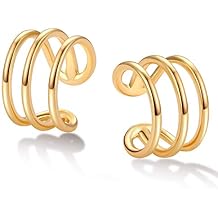 MEVECCO Gold Ear Cuff Earring 18K Gold Plated Non Pierced Ear Cartilage Clip on Wrap Hoop Tiny Chunky Blod Thick Simple Minimalist Handmade Delicate Hypoallergenic Ear Cuff Fake Earrings Women Gift