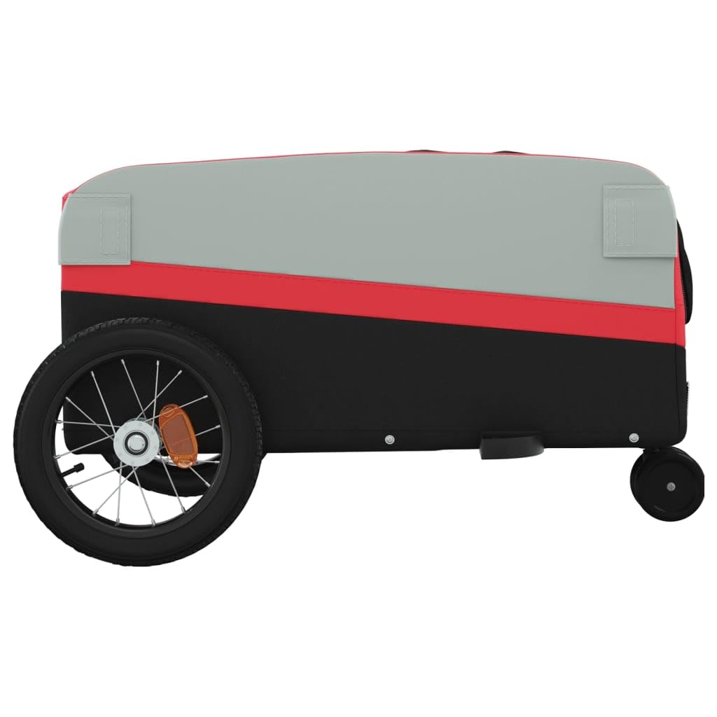 Przyczepa rowerowa z żelaza, czarna, udźwig, składana, z flagą bezpieczeństwa, sprzęgło do transportu ładunków, bagażu, aktywności na świeżym powietrzu, podróży, na co dzień