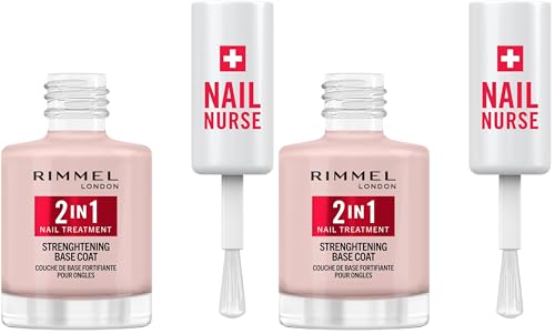Rimmel London, Nail Care, 2 in 1, Tratamiento de uñas y Base Coat, 12 ml (Paquete de 2)