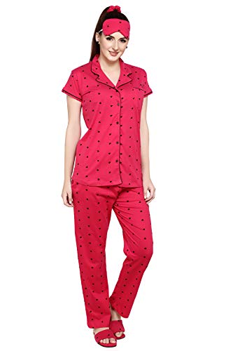 Image of Evolove Women's Cotton Full Sleeves Collared Night Suit Set /Top Pyjama Set Super Soft Comfortable (Nightsuit-Collar-FS-1)