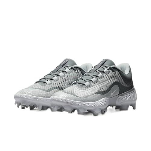 Nike Men's Alpha Huarache Elite 4 Baseball Metal Baseball Cleats Shoes DJ6521, Grey/White, 14 M US