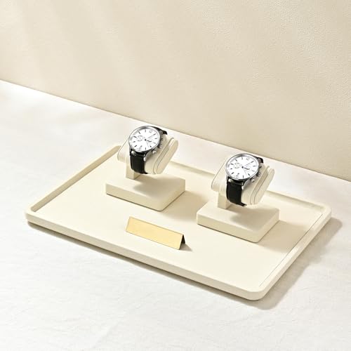 Microfiber Jewelry Trays Large Jewelry Display Tray Stackable Jewelry Bracelet Necklace Tray Organizer Ring Earring Necklace Organizer Tray Jewelry Trays For Drawers (Beige