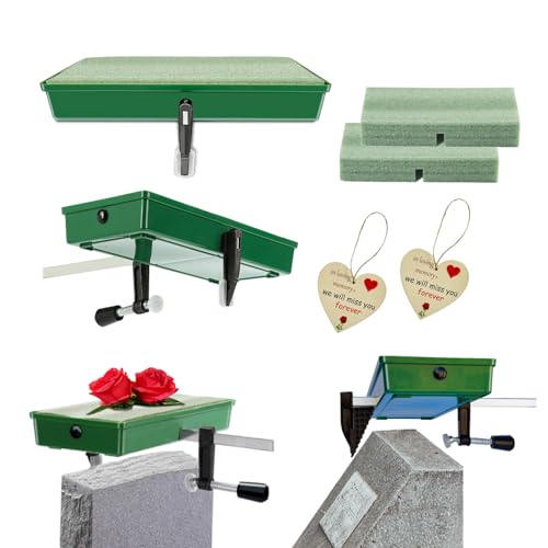 ALL SPECIAL 2 Sets Cemetery Saddles for Headstones - Grave Saddles for Tombstone, Flower Holder for Cemetery fit on Gravestone Wide from 3 to 8 Inches, Never Be Blown Away by Wind (Patented Product)