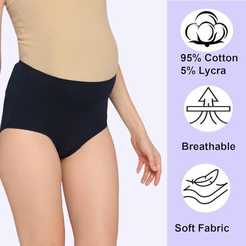 Image of Women's High Waist Soft Comfy Cotton & Breathable Maternity Panty|Pregnancy Panty|Maternity Panties (Pack of 3)