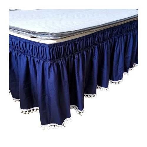 Falda de Cama Falda de Cama, Camisas elásticas envolventes Blancas, sin Superficie, Faldas Twin/Full/Queen/King, 40cm Altura, Uso en casa y Hotel para decoración de la Cama(Blue,90x200x40cm)