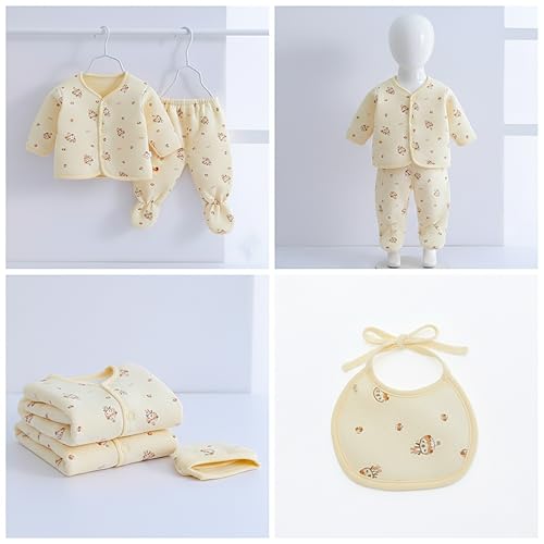 Image of Presents New Born Baby Winter Wear Printed Baby Clothes 5Pcs Sets 100% Cotton Boys Girls Unisex Baby Cotton /Winter or Flannel Suit Infant Clothes
