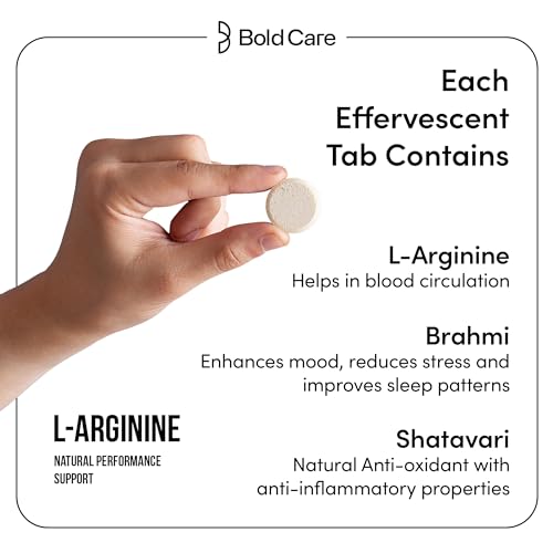 Image of Bold Care L-Arginine & L-Citrulline Effervescent Tablets (Pack of 2 (40 Tablets)) 1500 mg with Brahmi, Shatavari, Beet Root for Natural Performance Support | FSSAI Compliant |