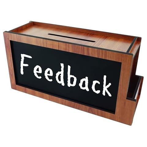SHUMEI Wooden Suggestion Box with Chalkboard – Feedback, Donation, & Voting Box with Top Slot & Side Holder for Cards and Pens – Ideal for Office, Classroom, or Events Cover