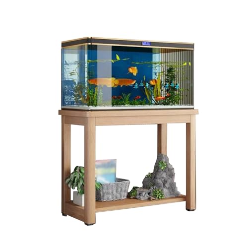 Aquariumständer, 2-stöckiges Regal aus Eichenholz für Fische und Reptilien, robuster Schrank für die Aufbewahrung zu Hause, ideal für Schildkröten und als Aquarienmöbel, stilvolles Wohnzimme