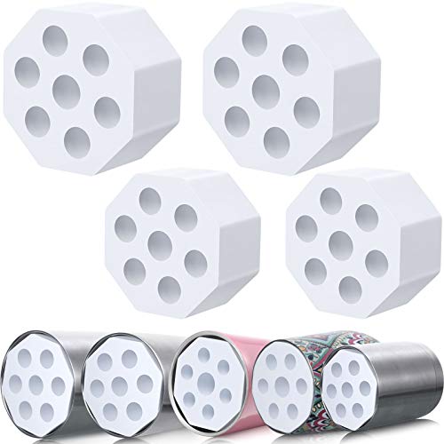 Cup Turner Foam Cup Turner Inserts Fit 10 oz to 40 oz Tumbler for 1/2 Inch PVC Pipe Bottles Cups Water Bottles Tumbler Turner Foams Cup Turner Accessories, 4 Pieces (White)