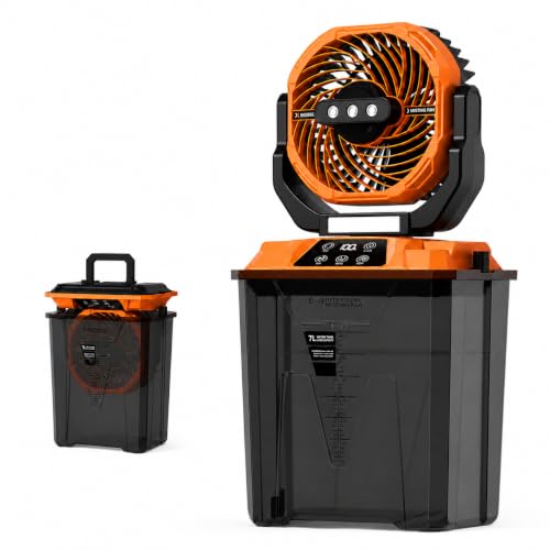 Image of Portable Misting Fan for Patio, Outdoor Cooling Fan, 7L Water Tank, 20000mAh Battery, Remote Control, 1-12H Timer, 90 Oscillation, 5 Speeds & 4 Mist Levels, Camping, Beach, Fishing