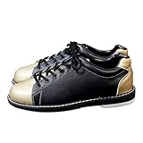 VEACAM Men's Bowling Shoes, Casual Bowls Trainers Fashion Leather Fitness Sneakers Lace Up Bowl Shoe,Black,6