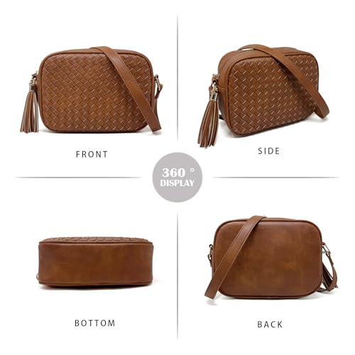 Image of AFKOMST Woven Crossbody Bag, Small Summer Purse and Boho Bag for Women | Vegan Leather, Roomy Space, 2.3L Capacity, fits iPad mini /Long Wallet /Kindle, Versatile for Daily Use /Casual /Date /Office