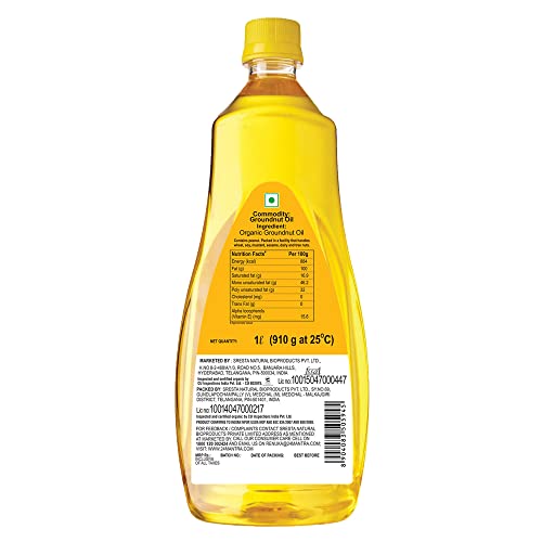 Image of 24 Mantra Organic Unrefined Groundnut Oil /Moongphali ka Tel- 1 L | Pack of 4 | 100% Organic | Chemical Free & Pesticides Free | Double Filtered | Expeller-Pressed