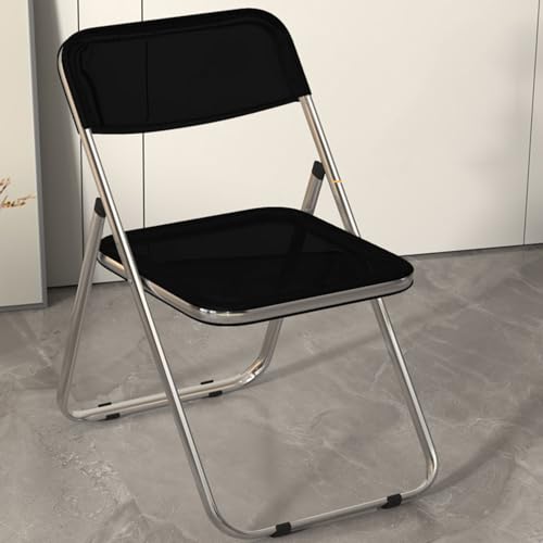 Housewares - Silla plegable acolchada de colores, color transparente, marco de metal, silla plegable para el hogar, oficina, comedor, multiusos para interiores y exteriores (negro)