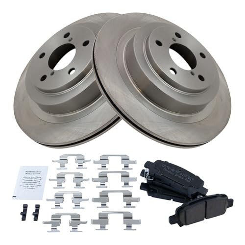 Image of TRQ Rear Brake Pad and Rotor Set Ceramic Compatible with 2005-2009 Subaru Legacy