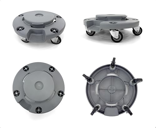 Image of Trash Can Dolly | Heavy-Duty Plastic | 5 Casters | Foot Stabilizer | 460 Lb. Capacity
