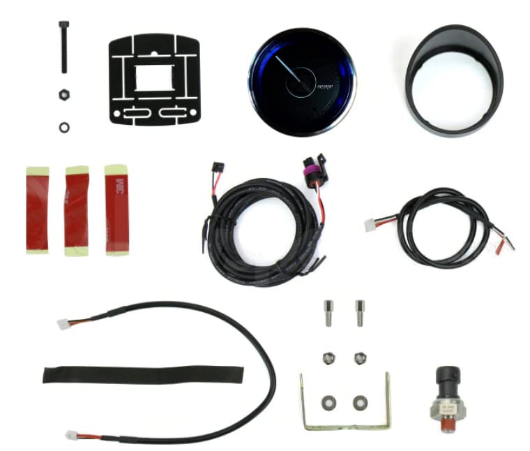 Oil Pressure Gauge-with Peak and Warning Electrical Amber/White Crystal Blue Clear Lens White Pointer Series 52mm (2 1/16