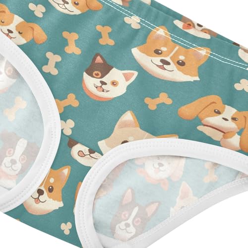 Wusikd Dog Cat Faces Girls' Underwear Cotton Girls Briefs Soft Toddler Underwear 2T4