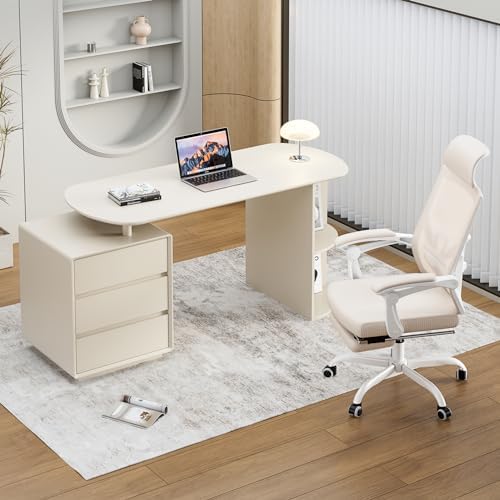 Qulomvs Home Office Desk and Chair Set, Home Office Furniture Set...