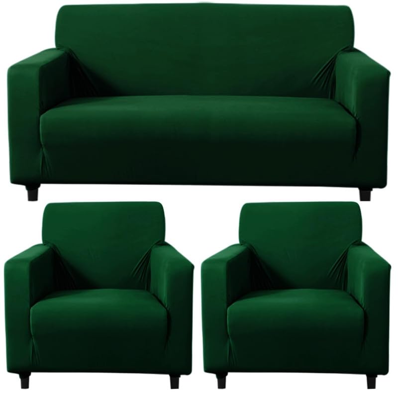 HK 5 Seater Sofa Cover with Elasticity, Protective, Stretchable, Spandex & Polyester Sofa Slipcover (5 Seater, 185cm * 230cm) Green-image-28