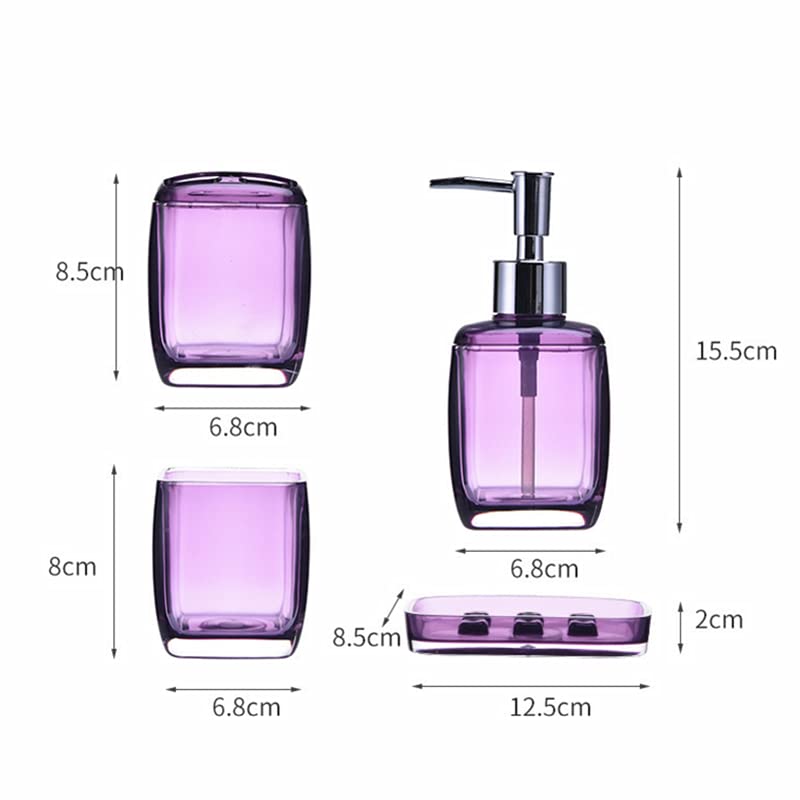 Set de Accesorios de Baño Juego de 4 Accesorios de baño morados, Soporte for Cepillo de Dientes, jabonera, dispensador de loción, Taza for Enjuague bucal