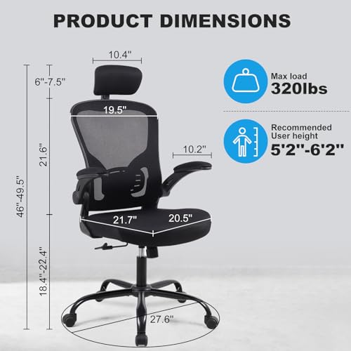 Image of 8 Pack Ergonomic Office Chair with 3D Adjustable Headrest, Mesh Home Office Desk Chairs with Lumbar Support & Flip-Up Armrests for Office, Home and Conference Room(8 Pack)