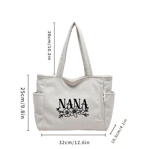 Bolso tote de pana, bonito bolso para mujer, bolso de hombro con bolsillo interior para trabajo, playa, viajes, compras y supermercado miniatura 5