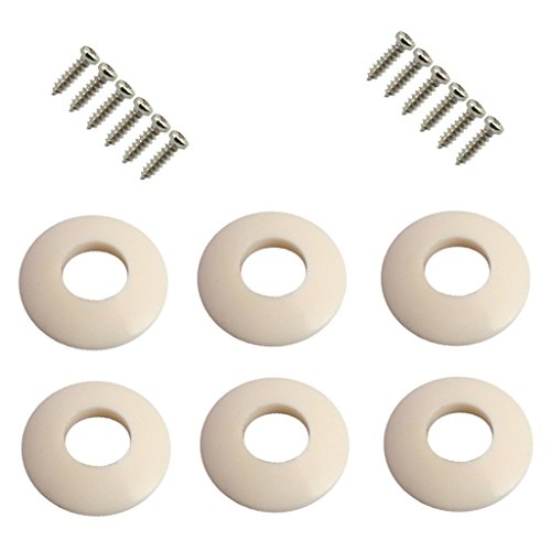 SGerste Lot de 6 rondelles en plastique blanc pour mécaniques de guitare - Les Beatles, Paul McCartney, John Lennon, RIngo Starr, George Harrison SGerste Lot de 6 rondelles en plastique blanc pour mécaniques de guitare