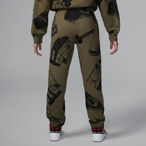 Jordan Brooklyn Fleece Big Kids' Printed Pants (45D600-E6F, Medium Olive)2