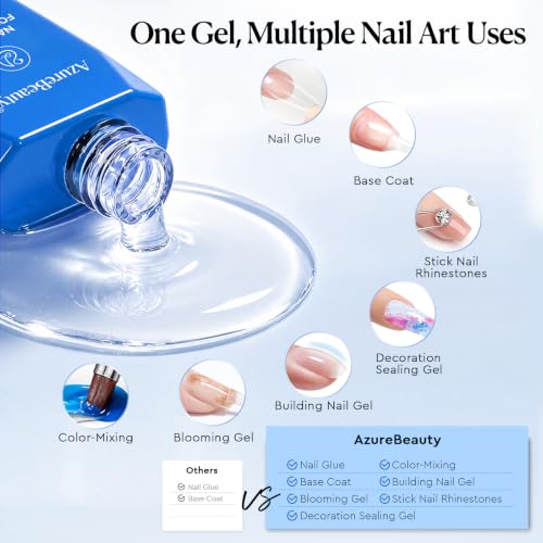 Image of AzureBeauty Nail Glue Prep Dehydrator Kit for Nail Tips & Press on Nails | Acid-Free Acrylic False Nails Blooming Gel Adhesive Bond Base Coat, Professional Dehydrator Long Lasting, Need UV Lamp