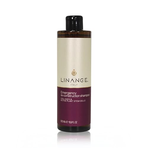 Linange Champú de reconstrucción de emergencia para cabello muy dañado con colágeno, queratina y manteca de karité, champú nutritivo y