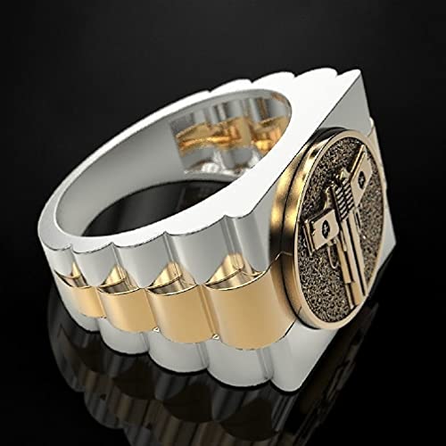 Mr Hippo Pistol Ring For Men, Punk Pistol Gun Ring Military Army Ring Men’s Hip Hop Biker Ring Jewelry Gift Father's Day Accessories (8) #TOP2