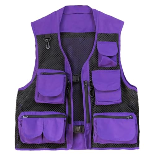 Men's Outdoor Hiking Fishing Vest Breathable Multi-Pocket Work Wear Mesh Reflective Strip Fishing Vest