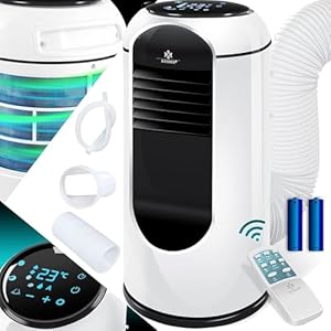 KESSER® Sky Tower Airconditioning, 4-in-1 koeling, luchtontvochtiger, ventilator, 9000 BTU/h (2.600 watt), 2,7 kW, airconditioning, afstandsbediening en timer, nachtmodus (EEK: A)