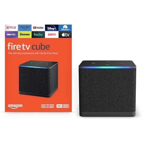 Amazon Fire TV Cube, with AI-powered Fire TV Search, Hands-free streaming device with Alexa, Wi-Fi 6E, 4K Ultra HD Cover