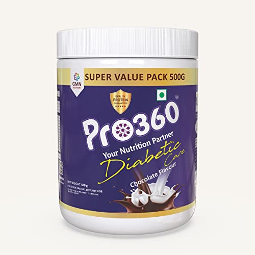 Pro360 DiabetiCare Pro Nutritional Diabetic Protein Powder Supplement to Manage Diabetes and Blood Glucose for Adults - Chocolate Flavor - 500gm